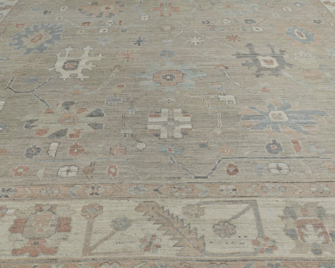 10x14 Brown Oushak Turkish Hand Knotted Soft Wool Area Rug